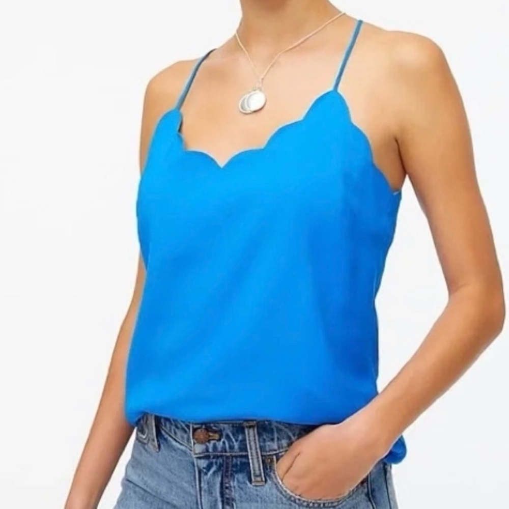 J. Crew Blue Scalloped Cami Top